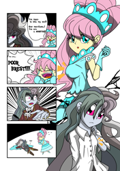 Size: 2468x3496 | Tagged: safe, artist:geraritydevillefort, character:fluttershy, character:rainbow dash, my little pony:equestria girls, breasts, busty fluttershy, chibi, clothing, comic, crossover, crying, dress, female, rainbow dantes, shycedes, the count of monte cristo, the count of monte rainbow