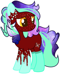 Size: 992x1232 | Tagged: safe, artist:razorbladetheunicron, base used, oc, oc only, oc:autumn ice, species:earth pony, species:pony, clothing, colored ears, colored hooves, commission, cutie mark, ethereal mane, freckles, galaxy mane, simple background, socks, solo, vector