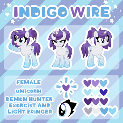 Size: 4000x4000 | Tagged: safe, artist:partylikeanartist, base used, oc, oc only, oc:indigo wire, species:pony, species:unicorn, abstract background, absurd resolution, cutie mark, female, gradient hooves, mare, not rarity, ponytail, reference, reference sheet, show accurate, solo, trace