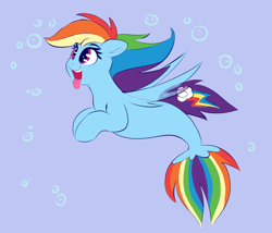Size: 1560x1337 | Tagged: safe, artist:graphene, character:rainbow dash, species:pony, species:seapony (g4), my little pony: the movie (2017), cute, dashabetes, female, hnnng, mare, multicolored hair, rainbow dash day, seaponified, seapony rainbow dash, smiling, solo, species swap, tongue out