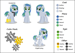 Size: 1463x1041 | Tagged: safe, artist:razorbladetheunicron, base used, oc, oc only, oc:smokey whistle, parent:limestone pie, parent:soarin', parents:limin', species:crystal pony, species:earth pony, species:pony, lateverse, alternate universe, clothing, cutie mark, next generation, offspring, reference sheet, rocket boots, scarf, spiky mane