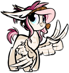 Size: 1024x1070 | Tagged: safe, artist:kellythedrawinguni, oc, species:pegasus, species:pony, peace sign, simple background, smiling, solo, transparent background, wing gesture, wing hands