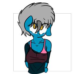 Size: 8000x8104 | Tagged: safe, alternate version, artist:binary6, oc, oc only, oc:alloy cog, species:anthro, absurd resolution, blushing, bra, breasts, clothing, color edit, colored, cute, female, floppy ears, looking at you, looking down, see-through, shy, simple background, solo, transparent background, underwear