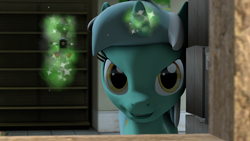 Size: 3840x2160 | Tagged: safe, artist:quicktimepony, character:lyra heartstrings, species:pony, species:unicorn, 3d, counter-strike: global offensive, female, glowing horn, gun, horn, levitation, looking at you, magic, mare, optical sight, rifle, sniper rifle, solo, source filmmaker, telekinesis, wallpaper, weapon