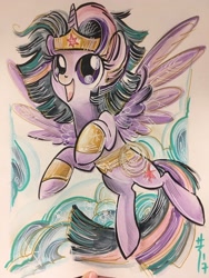 Size: 1536x2048 | Tagged: safe, artist:sararichard, character:twilight sparkle, character:twilight sparkle (alicorn), species:alicorn, species:pony, bracelet, crown, female, jewelry, lasso of truth, looking at you, mare, regalia, wonder woman
