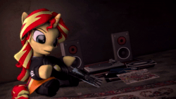 Size: 1920x1080 | Tagged: safe, artist:imafutureguitarhero, character:sunset shimmer, my little pony:equestria girls, 3d, abbey road, adidas, album cover, alternate hairstyle, animated, boots, carpet, clothing, cute, deep purple, dress, female, floppy ears, freckles, hipgnosis, hoodie, let it be, loop, music, no sound, open mouth, pink floyd, queen (band), raised eyebrow, record, record player, rug, shimmerbetes, shoes, sitting, solo, source filmmaker, speaker, the beatles, the dark side of the moon, tracksuit, wallpaper, wallpaper engine, webm