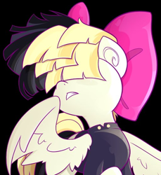 Size: 512x559 | Tagged: safe, artist:midnightpremiere, character:songbird serenade, species:pegasus, species:pony, my little pony: the movie (2017), black background, bow, clothing, female, simple background, solo