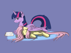 Size: 1024x768 | Tagged: safe, artist:aurorafang, character:fluttershy, character:twilight sparkle, character:twilight sparkle (alicorn), species:alicorn, species:pegasus, species:pony, ship:twishy, book, cuddling, female, lesbian, reading, shipping, snuggling, wing blanket