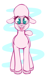 Size: 954x1590 | Tagged: safe, artist:graphene, community related, character:pom lamb, species:sheep, them's fightin' herds, cute, female, lamb, looking at you, open mouth, smiling, solo, when she smiles