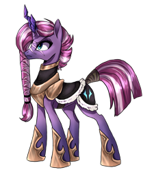 Size: 2400x2672 | Tagged: safe, artist:not-ordinary-pony, character:cosmos, character:tempest shadow, species:pony, species:unicorn, my little pony: the movie (2017), alternate design, braid, clothing, dark crystal, eye scar, female, mare, prosthetic horn, prosthetics, scar, serious, serious face, simple background, solo, tail wrap, tempest gets her horn back, transparent background