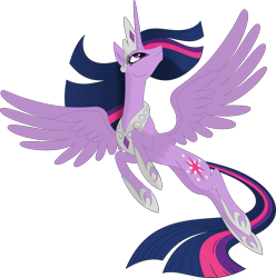 Size: 5176x5228 | Tagged: safe, artist:kopcap94, artist:lauren faust, edit, character:twilight sparkle, character:twilight sparkle (alicorn), species:alicorn, species:pony, absurd resolution, color edit, colored, crown, cutie mark, female, flying, hilarious in hindsight, jewelry, looking up, mare, older, older twilight, princess twilight 2.0, regalia, simple background, solo, spread wings, transparent background, ultimate twilight, vector, vector edit, wings