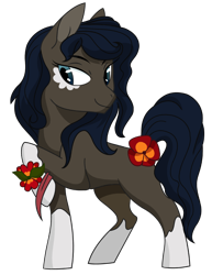 Size: 778x1007 | Tagged: safe, artist:dbkit, oc, species:earth pony, species:pony, coat markings, female, flower, gift art, mare, simple background, socks (coat marking), transparent background