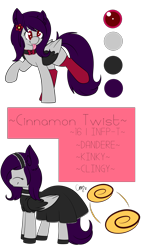 Size: 2362x4199 | Tagged: safe, artist:xcinnamon-twistx, oc, oc only, oc:cinnamon twist, species:pegasus, species:pony, blep, cat ears, clothing, collar, fangs, female, flower, flower in hair, maid, mare, reference sheet, silly, simple background, socks, solo, tongue out, transparent background
