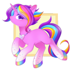 Size: 2500x2500 | Tagged: safe, artist:leafywind, oc, oc only, oc:glittersweet, species:pony, species:unicorn, abstract background, colored hooves, colored pupils, female, gradient hooves, jewelry, looking at you, mare, missing cutie mark, multicolored hair, necklace, profile, simple background, solo, starry eyes, transparent background, wingding eyes