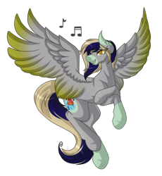 Size: 4529x4921 | Tagged: safe, artist:amazing-artsong, oc, oc:flame flood, species:pegasus, species:pony, absurd resolution, commission, male, music notes, simple background, solo, transparent background