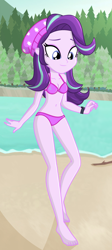 Size: 632x1409 | Tagged: safe, artist:charliexe, edit, editor:autism bot 2.0, editor:grapefruitface, character:starlight glimmer, equestria girls:mirror magic, g4, my little pony: equestria girls, my little pony:equestria girls, spoiler:eqg specials, beach, beanie, belly button, bikini, clothing, complex background, cute, edited edit, female, glimmerbetes, hat, midriff, solo, swimsuit, vector