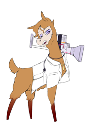 Size: 1232x1584 | Tagged: safe, artist:php93, oc, oc:lawrence, species:alpaca, clothing, energy weapon, lab coat, microwave, non-pony oc