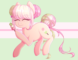 Size: 2244x1721 | Tagged: safe, artist:fluffymaiden, oc, oc only, oc:hanami dango, species:earth pony, species:pony, dango, eating, eyes closed, female, food, freckles, mare, solo