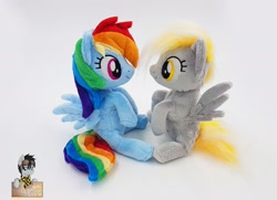 Size: 2092x1516 | Tagged: safe, artist:epicrainbowcrafts, character:derpy hooves, character:rainbow dash, species:pony, beanie (plushie), irl, photo, plushie, sitting