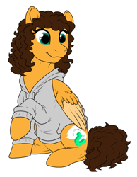 Size: 459x592 | Tagged: safe, artist:mythpony, oc, oc:free flight hoodie, species:pegasus, species:pony, female, mare, simple background, sitting, solo, white background