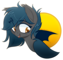 Size: 3636x3430 | Tagged: safe, artist:zombie, oc, oc only, oc:speck, species:bat pony, bat pony oc, fangs, looking down, open mouth, simple background, transparent background