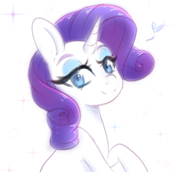 Size: 1783x1725 | Tagged: safe, artist:fluffymaiden, character:rarity, species:pony, species:unicorn, eyelashes, female, heart, lidded eyes, looking at you, mare, simple background, smiling, solo, white background