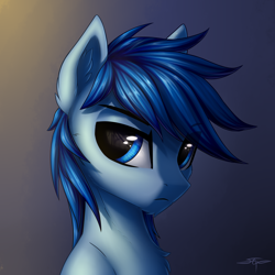 Size: 3000x3000 | Tagged: safe, artist:setharu, oc, oc:p-21, species:pony, fallout equestria, fallout equestria: project horizons, abstract background, fanfic art, looking at you, male, signature, solo, stallion