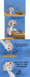 Size: 800x2040 | Tagged: safe, artist:hewison, character:nurse redheart, species:earth pony, species:pony, ask pun, ask, comic, female, gradient background, mare, solo, telephone