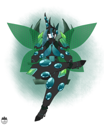 Size: 1500x1800 | Tagged: safe, artist:sanyo2100, character:queen chrysalis, species:anthro, cyberpunk, cyborg, female, robot, robot pony, roboticization, simple background, solo, technology, transparent background