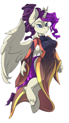 Size: 1080x1920 | Tagged: safe, artist:noben, character:rarity, species:alicorn, species:anthro, species:pony, species:unguligrade anthro, alicornified, alternate universe, clothing, dress, female, mare, ponytail, race swap, raricorn, simple background, transparent background, unshorn fetlocks