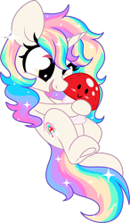 Size: 1082x1856 | Tagged: safe, artist:kellythedrawinguni, oc, oc only, species:pony, species:unicorn, female, happy, mare, mushroom, plushie, simple background, smiling, solo, transparent background