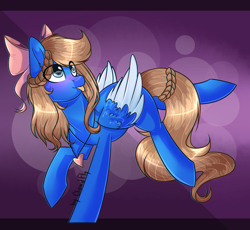 Size: 1520x1400 | Tagged: safe, artist:cloud-fly, oc, oc:midnight luna, species:pegasus, species:pony, bow, female, hair bow, mare, solo