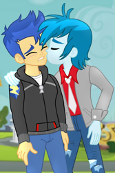 Size: 1080x1615 | Tagged: safe, artist:supermaxx92, character:flash sentry, species:human, g4, my little pony: equestria girls, my little pony:equestria girls, background human, blushing, crack shipping, eyes closed, gay, kissing, male, shipping, thunderbass, thunderflash