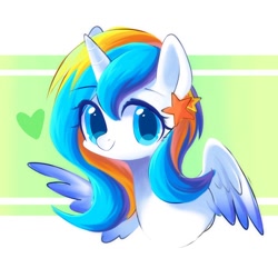 Size: 1500x1500 | Tagged: safe, artist:leafywind, oc, oc only, oc:starry shimmer, species:alicorn, species:pony, alicorn oc, cute, female, heart, mare, smiling, solo, stars