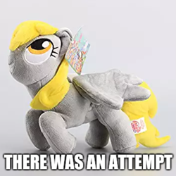 Size: 1017x1017 | Tagged: safe, artist:onlyfactory, editor:apex soundwave, character:derpy hooves, species:pegasus, species:pony, bootleg, deformed, fail, female, i just don't know what went wrong, image macro, irl, mare, meta, photo, plushie, tags, there was an attempt, toy