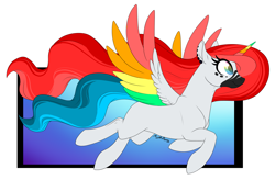 Size: 1950x1282 | Tagged: safe, artist:mythpony, oc, oc:dragonix, species:alicorn, species:pony, colored wings, female, mare, multicolored wings, solo
