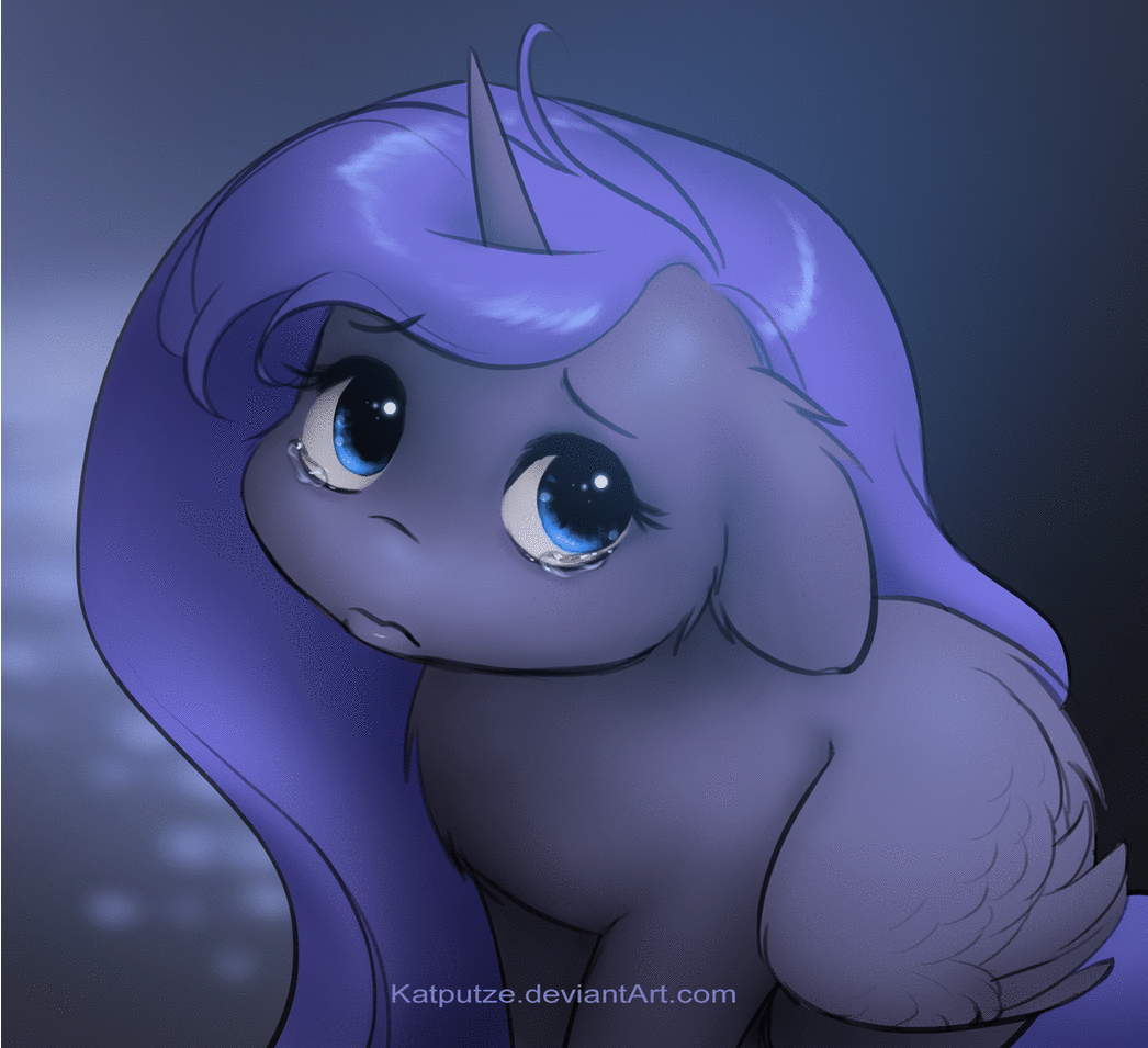 Size: 1046x955 | Tagged: safe, artist:katputze, character:princess luna, species:alicorn, species:pony, animated, crying, cute, dawwww, eye shimmer, female, filly, lip quiver, lunabetes, mare, pouting, sad, sadorable, solo, woona, younger