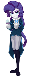 Size: 1225x3121 | Tagged: safe, artist:geraritydevillefort, character:rarity, my little pony:equestria girls, beauty mark, beverage, clothing, crossover, female, glass, looking at you, musical, rarifort, simple background, solo, the count of monte cristo, the count of monte rainbow, transparent background, villefort