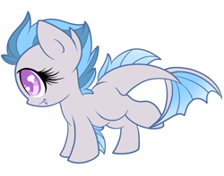 Size: 3000x2364 | Tagged: safe, artist:starlightlore, oc, oc only, fangs, female, filly, fins, fish tail, foal, half-siren, raised leg, simple background, solo, white background