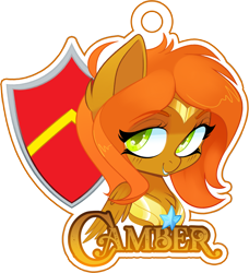 Size: 3823x4195 | Tagged: safe, artist:zombie, oc, oc only, oc:camber, species:pegasus, species:pony, badge, commission, female, looking at you, mare, reference, simple background, smiling, solo, transparent background, ych result