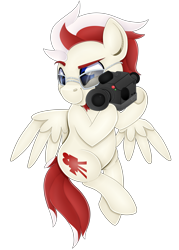 Size: 5000x7000 | Tagged: safe, artist:partylikeanartist, oc, oc only, oc:lucky knight, species:pegasus, species:pony, absurd resolution, aviator glasses, camera, glasses, male, pilot glasses, simple background, smug, solo, stallion, transparent background, video camera