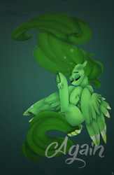 Size: 1254x1920 | Tagged: safe, artist:liefsong, oc, oc only, oc:lief, species:hippogriff, feathered fetlocks, sad, solo, tail feathers, underwater, unshorn fetlocks, vent art