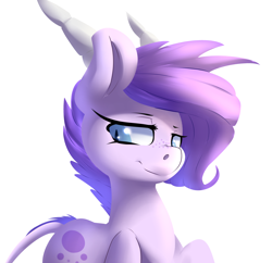 Size: 1280x1240 | Tagged: safe, artist:sourspot, oc, oc:crystal clarity, parent:rarity, parent:spike, parents:sparity, species:dracony, kilalaverse, female, horns, hybrid, interspecies offspring, next generation, offspring, simple background, solo, white background