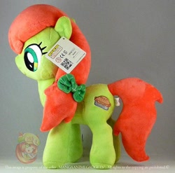 Size: 600x592 | Tagged: safe, artist:onlyfactory, character:peachy sweet, species:earth pony, species:pony, apple family member, background pony, bootleg, bow, female, hair bow, irl, mare, photo, plushie, solo