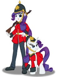 Size: 1200x1600 | Tagged: safe, artist:geraritydevillefort, character:rarity, species:pony, species:unicorn, my little pony:equestria girls, clothing, female, human ponidox, mare, musket, ponidox, red coat, self ponidox, simple background, soldier, transparent background, uniform
