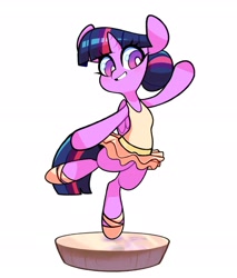 Size: 1977x2325 | Tagged: safe, artist:sourspot, character:twilight sparkle, character:twilight sparkle (alicorn), species:alicorn, species:pony, ballerina, ballet slippers, clothing, cute, female, looking down, mare, pose, simple background, smiling, solo, tutu, twiabetes, twilarina, white background