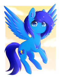Size: 1280x1620 | Tagged: safe, artist:fluffymaiden, oc, oc only, species:pegasus, species:pony, female, flying, mare, smiling, solo