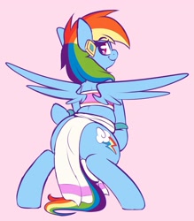 Size: 2634x3006 | Tagged: safe, artist:graphene, character:rainbow dash, species:pegasus, species:pony, adorasexy, chel, chubby, chubby dash, clothing, cute, ear piercing, earring, female, jewelry, mare, piercing, sexy, simple background, solo, stupid sexy rainbow dash, the road to el dorado
