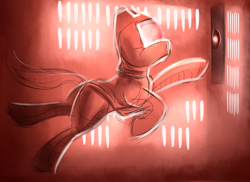 Size: 1100x800 | Tagged: safe, artist:cheshiresdesires, species:pony, 2001: a space odyssey, david bowman, hal 9000, ponified, space suit