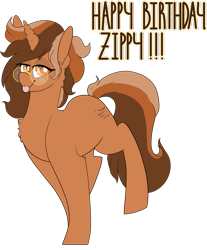Size: 1280x1548 | Tagged: safe, artist:liefsong, oc, oc:sign, species:pony, species:unicorn, blep, cute, gift art, glasses, silly, tongue out, zippysqrl's birthday